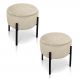 Kit 02 Puffs Iron Suede Bege Base Preto Palito D'Rossi