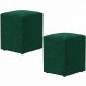 Kit 02 Puffs Quadrado Decorativo L02 Bouclê Verde - Lyam Decor
