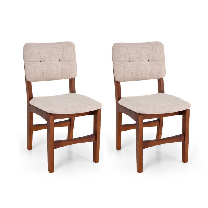 Conjunto Com 2 Cadeiras Sabrina Linho Bege E Nozes