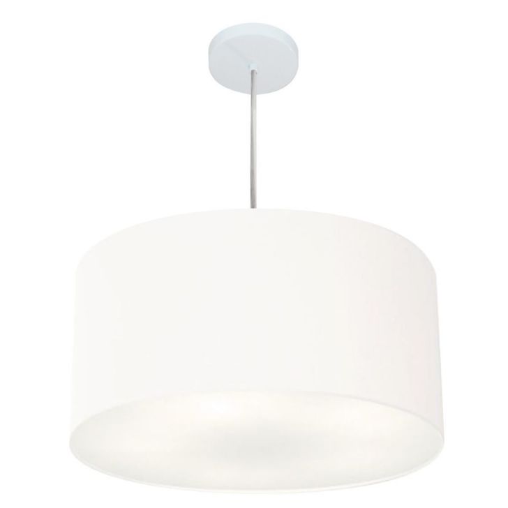 Pendente Cilíndrico Md-4245 Cúpula em Tecido 50x30cm Branco - Bivolt