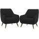 Kit 02 Poltronas Decorativa Fixa Pés de Madeira Paloma D02 Veludo Preto C-300 - Lyam Decor