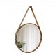 Espelho Decorativo Adnet Marrom Alça Courino Rajada 50 Cm Redondo Marrom/Rajado, 50 cm