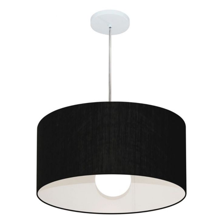 Pendente Cilíndrico Md-4204 Cúpula em Tecido 45x25cm Preto - Bivolt