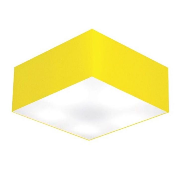 Plafon Quadrado Md-3012 Cúpula em Tecido 21/50x50cm Amarelo - Bivolt