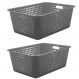 2 Caixas Organizadoras Grandes Organize Cestos Plásticos 40l Chumbo