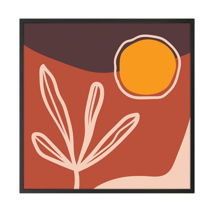 Quadro Abstrato Linhas Folhas I sem Vidro Colorido 60x60 cm