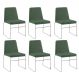 Kit 6 Cadeiras Decorativa Sala de Jantar Anne Linho Verde G17 - Gran Belo