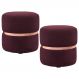 Kit 2 Puffs Decorativos Com Cinto Rosê Round B-278 Veludo Vermelho - Domi