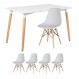 Mesa de jantar retangular Eames 80 x 120 cm + 4 cadeiras Eiffel DSW Mesa branco com cadeiras cinza claro