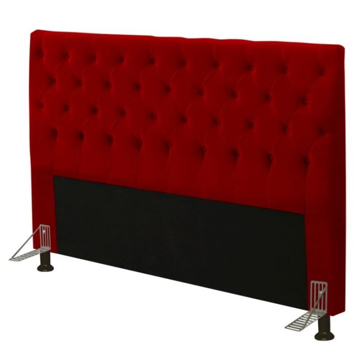 Cabeceira Cama Box Casal King 195cm Cristal Veludo Vermelho - JS Móveis