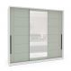Image of Guarda-Roupa Casal com Espelho Lisboa 3 Portas 4 Gavetas Branco e Verde MO895CL58OSFMOB