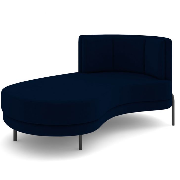 Chaise Longue Divã 164cm Braço Direito Logus D06 Veludo Azul - Mpozenato