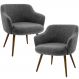 Kit 02 Poltronas Decorativa Pés Palito Jade D02 Linho Chumbo C-469 - Lyam Decor