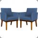 Kit 2 Poltronas Decorativas Divine Base Reforçada De Madeira Suede Azul Marinho - Clique E Decore