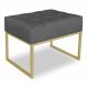 Puff Lisa Suede Grafite Base Metálica Industrial Dourado - Pallazio