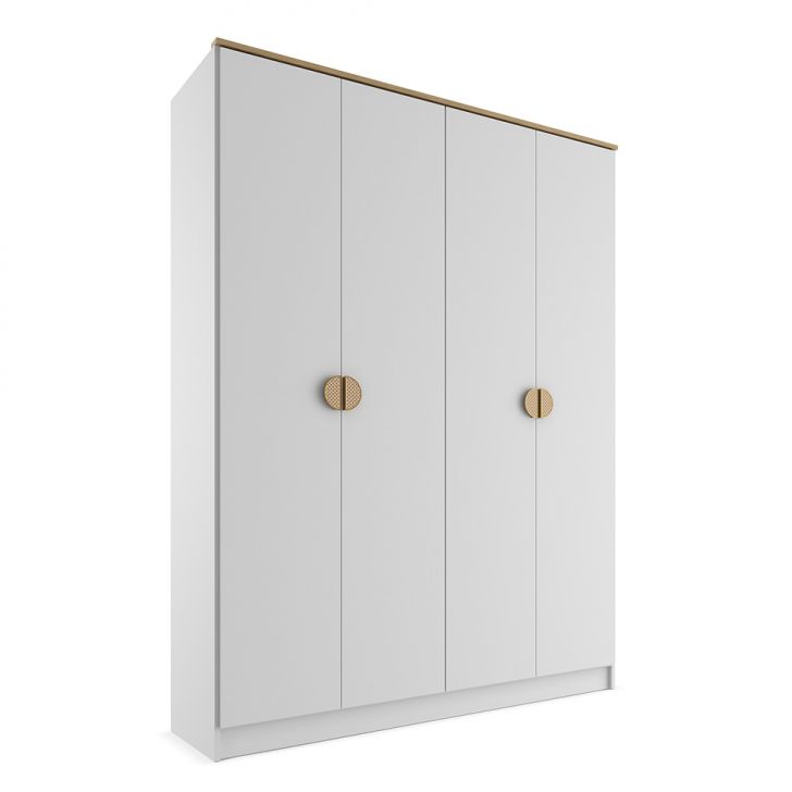 Guarda-roupa Solteiro Asti 100% Mdf 4 Portas 2 Gavetas Branco