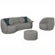 Conjunto Decorativo Sofá 240cm e Poltrona Clarke com Puff Round Veludo Cinza Claro G45 - Gran Belo