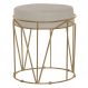 Puff Decorativo Sala de Estar Base Gold Chloe Suede Bege G41 - Gran Belo