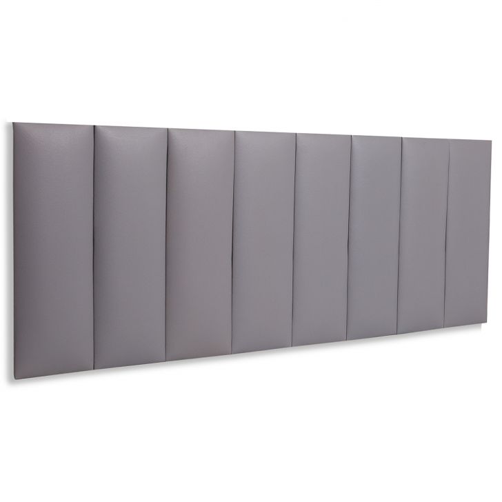 Cabeceira Queen Estofada Para Cama Box Kit 8 Placas Adesivas - Modelo Reta Courino Cinza