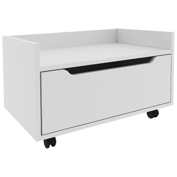 Balcao Gabinete 60 cm 1 Gaveta e 4 Rodizios BN3647 Branco Tecno Mobili