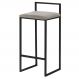 Banqueta Decorativa Jasmine Base Preto Veludo Cinza - Gran Belo
