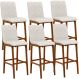 Kit 04 Banquetas Altas Para Cozinha Sala de Jantar Fixa Zoe B04 Linho Champagne - Lyam Decor
