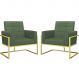 Kit 2 Poltronas Cadeira com Base de Ferro Dourada para Esritório Corino MOBLAN decor
