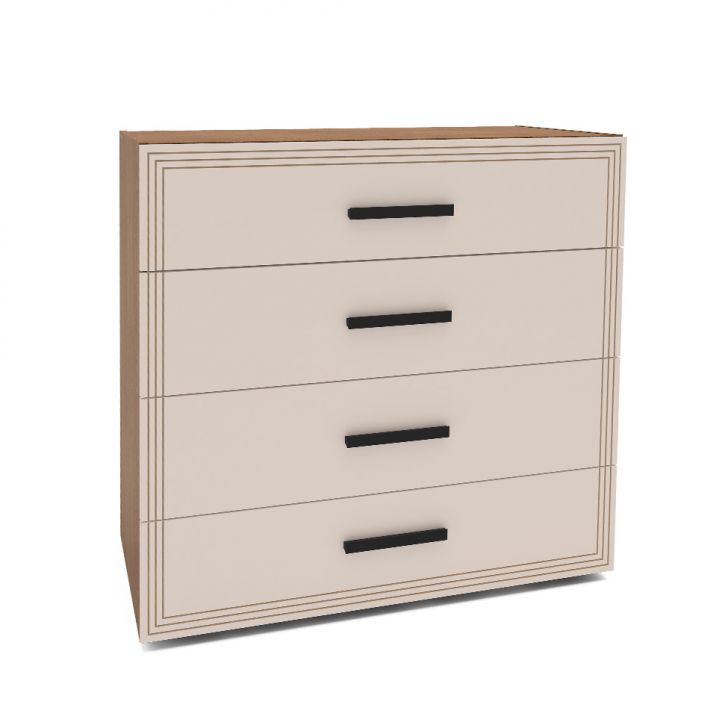 Cômoda Valência 4 Gavetas Creme e Freijó