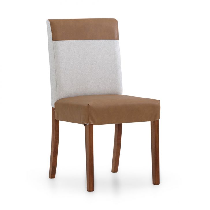 Cadeira Cora Revestimento Sintético Caramelo e Cru