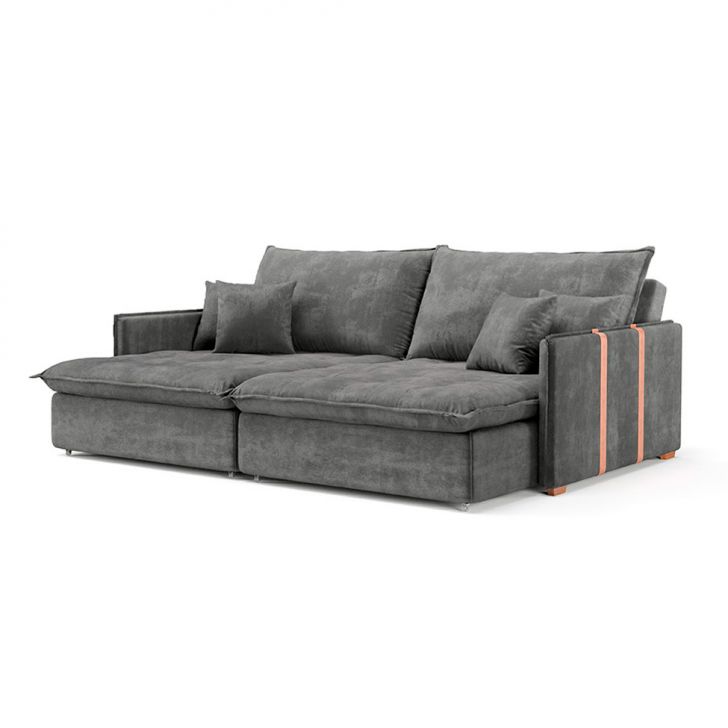 Image of Sofá Retrátil Sem Caixa 3 Lugares Solomons Velosuede Grafite 230 Cm PLA-MO173UP58ZSVMOB