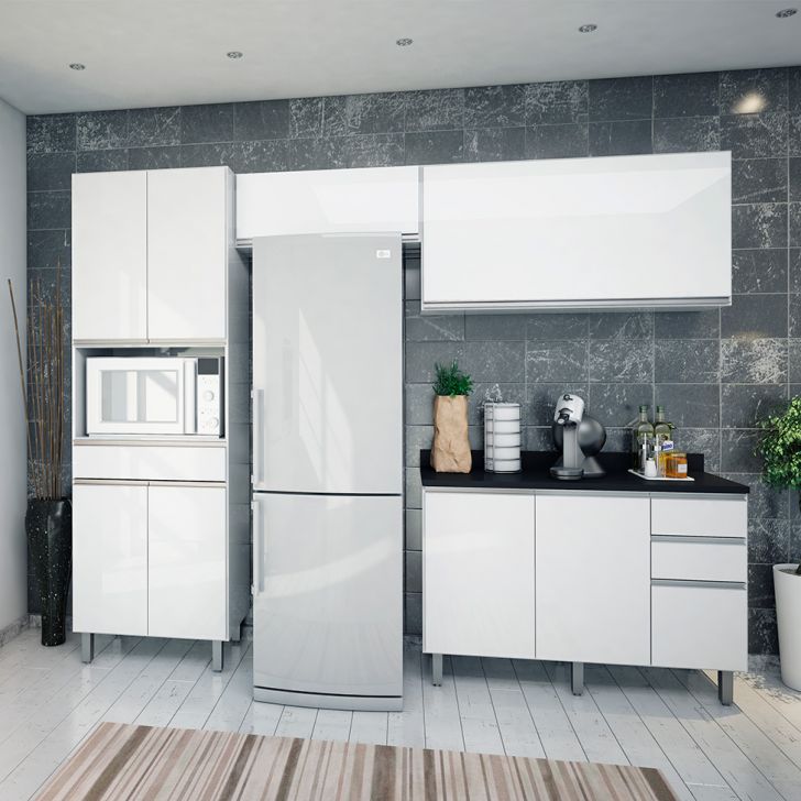 Cozinha Compacta Top Class 8 Portas 3 Gavetas Branca