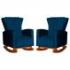 Kit 02 Poltronas Decorativa Melinda Pés Balanço Veludo Azul