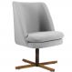 Poltrona Decorativa Giratória Base X Pérsia D02 Linho Cinza C-315 - Lyam Decor