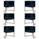 Kit 6 Poltronas Decorativa Luana Base Bronze Veludo Azul Marinho - Montanaris Decor