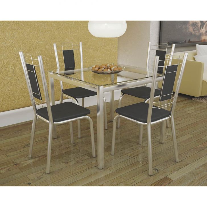 Conjunto De Mesa Com 4 Cadeiras Preto Reno Com Florença Kappesberg