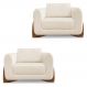 Kit 2 Poltronas Para Sala de Estar Lottus Linho Natural Pés Castanho - Pallazio