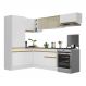 Armário de Cozinha Completa de Canto com Rodapé Veneza Multimóveis V2086 Branco/Dourado