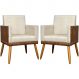 Kit 2 Poltronas Decorativa Para Sala Recepção Consultório Cadeira Lis Corino Peroba e Suede Bege