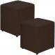 Kit 02 Puffs Quadrado L02 Decorativo Sala de Estar Suede Marrom - Lyam Decor