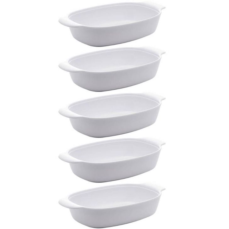 Kit 5 Travessas para Servir de Melamina Branca 23cm com Alça