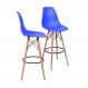 KIT 2 BANQUETAS 6602 PP AZUL ESCURO BASE MADEIRA