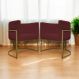 Kit 2 Poltronas Decorativa Para Sala Recepção Manicure Consultório Luna Corino Bordo Base de Ferro Dourado