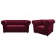 Kit Poltrona e Namoradeira Chesterfield Ana Suede Bordô - Amarena Móveis