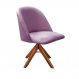 Poltrona Gaia Base Giratória De Madeira - Veludo Roxo