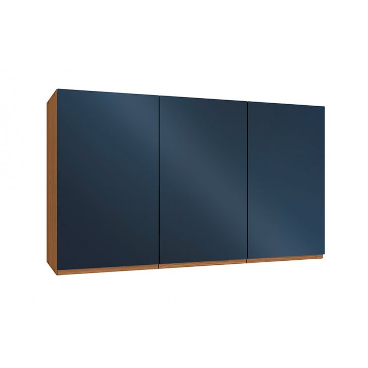 Armário Aéreo Valence 3 Portas Canela e Azul
