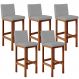 Kit 05 Banquetas Altas Para Cozinha Sala De Jantar Fixa Alya L02 Facto Cinza - Lyam Decor