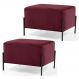 Kit 2 Puffs Decorativos 60cm Base Aço Status B-278 Veludo Marsala - Domi
