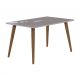 Mesa de Jantar Retangular Adele com Vidro Madeira e Off White 80 cm