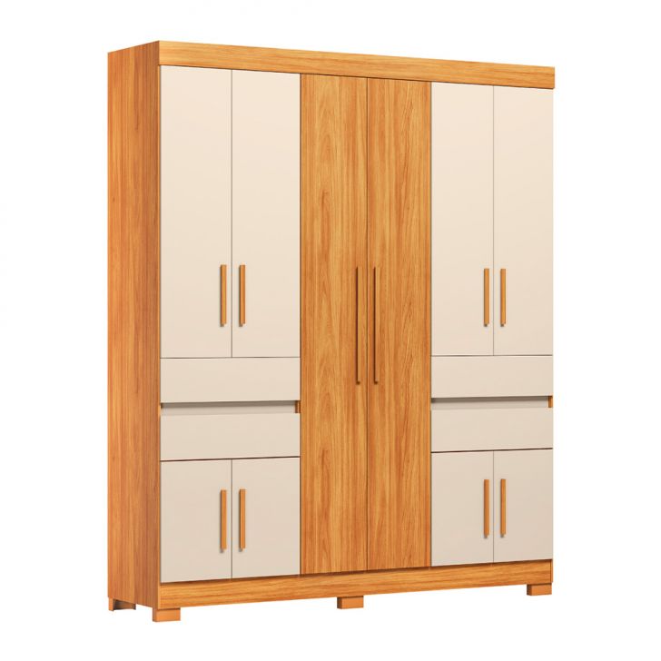 Guarda-roupa Casal Vizanno 10 Portas 4 Gavetas Cinammon E Off White