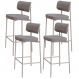 Kit 04 Banquetas Alta Bar Cozinha Sala De Jantar Aço Branco Kaira C01 Linho Cinza - Lyam Decor